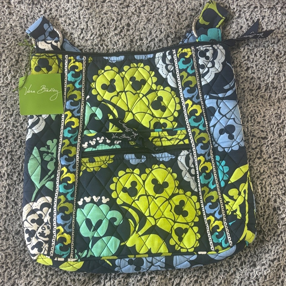 Vera Bradley Quilted Shoulder Bag - Blue, Green, and Black Floral